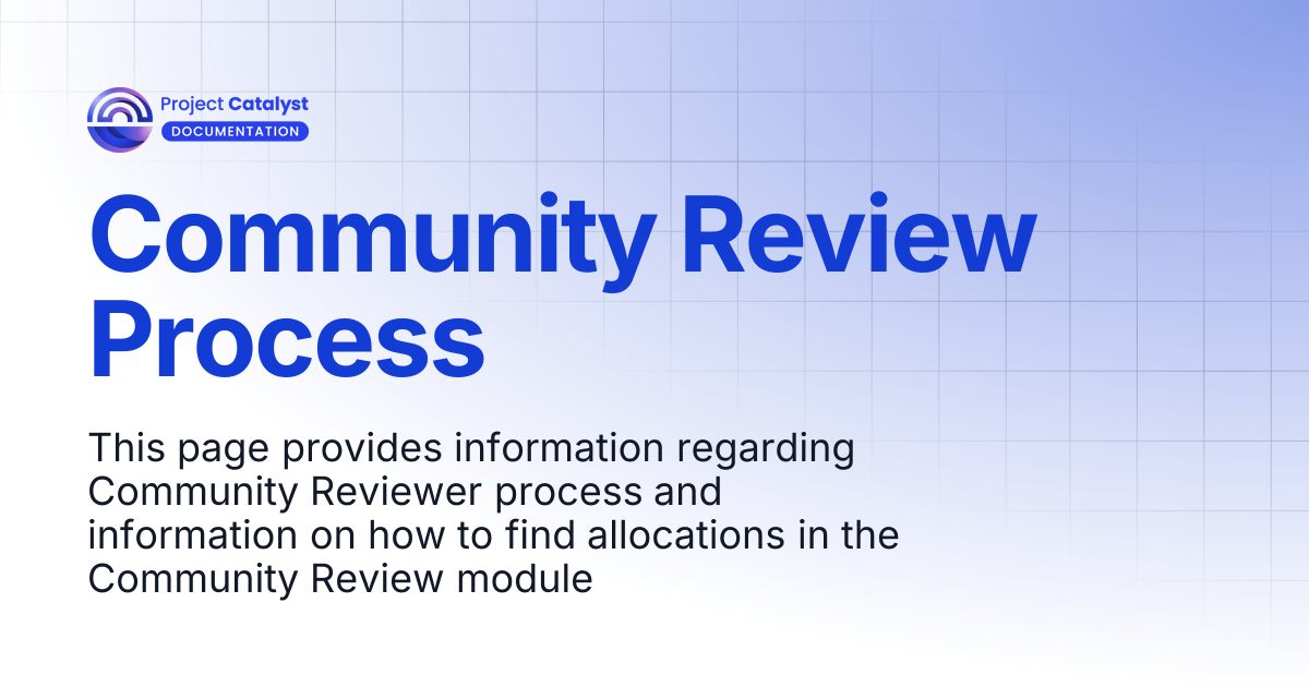 Community Review Process | Project Catalyst - Knowledge Base