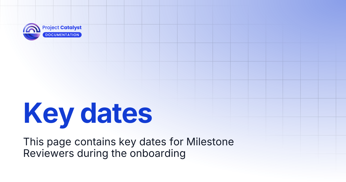 Key dates | Project Catalyst - Knowledge Base