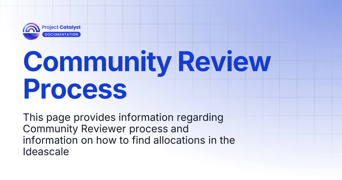 Community Review Process | Project Catalyst - Knowledge Base